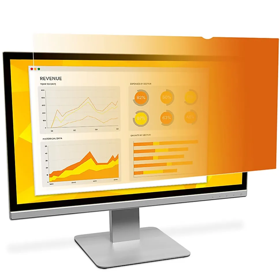 3M™ Gold Privacy Filter Screen for 22" Widescreen Monitors, 16:10 Aspect Ratio, Reduces Blue Light