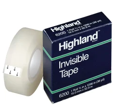 3M™ Highland™ 6200 Invisible Tape, 3/4" x 1,296, Clear, Pack Of 12