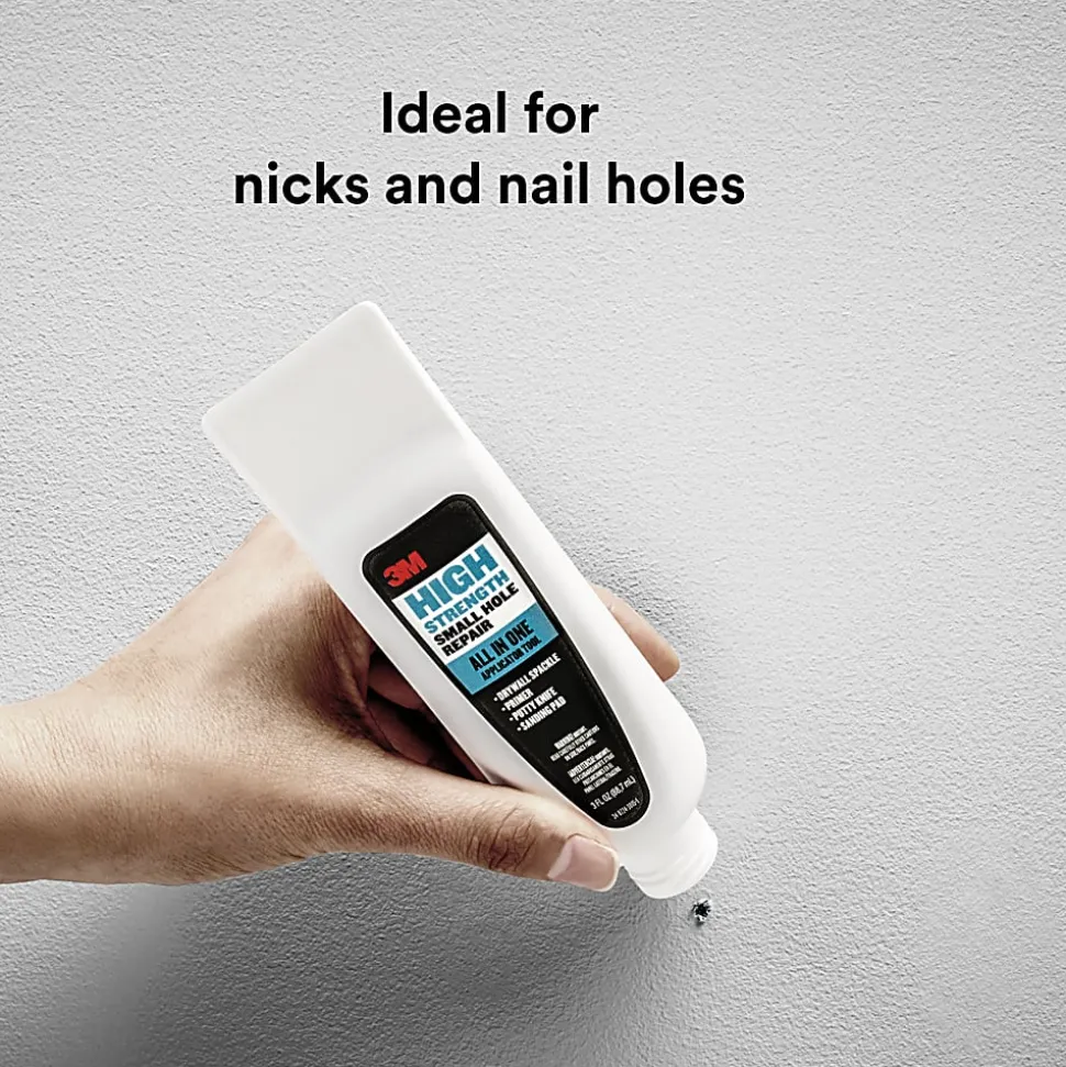 3M™ High Strength Small Hole Repair, 1 Pack, All in One Applicator Tool, Quick and Easy Repair for Nicks and Nail Holes
