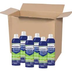 Microban® 24-Hour Disinfectant Sanitizing Spray, Citrus Scent, 15 Oz, Pack Of 6 Cans