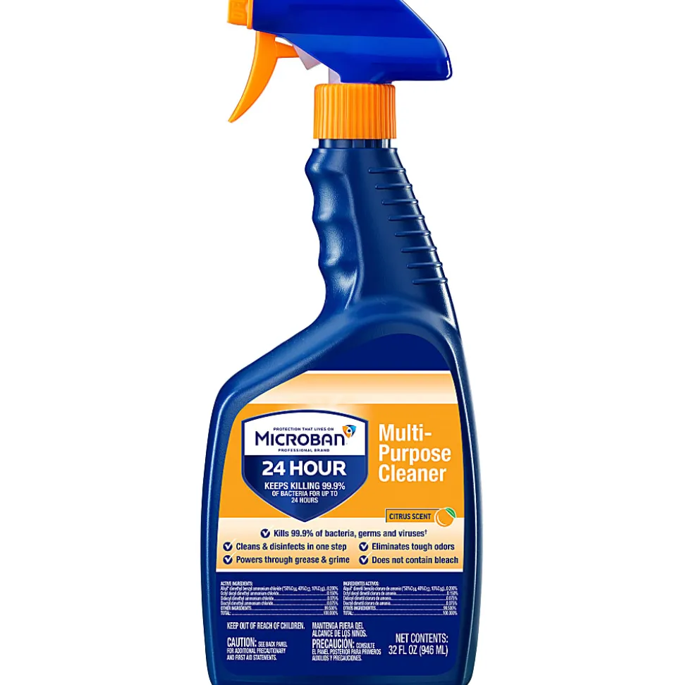 Microban® Professional 24-Hour Disinfectant Multipurpose Cleaner, Citrus, 32 Oz, Pack Of 6 Bottles