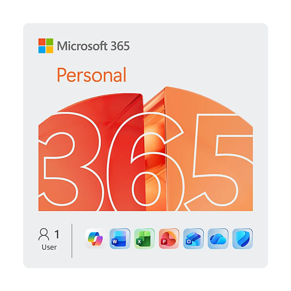 Microsoft 365 Personal, For 1 Device, 1-Year Subscription, PC/Mac, Download/Product Key