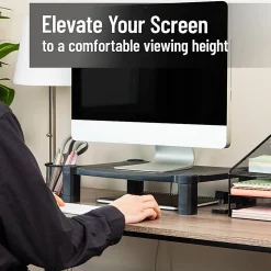 Mind Reader Adjustable Monitor Stand, 4"H x 13-1/4"W x 17-1/4"L , Black
