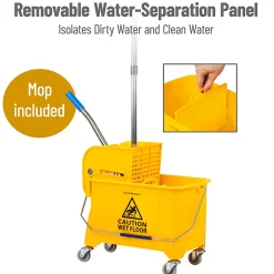 Mind Reader Bucket With Wringer And Mop Set, 22 Qt, Yellow