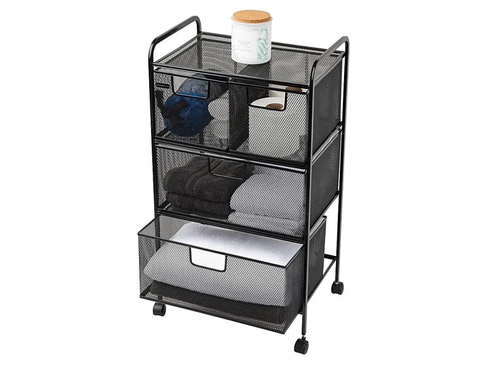 Mind Reader Cart with Drawers Multipurpose Office Organizer Utility Cart, Metal, 29"H x 11"W x 16"D, Black
