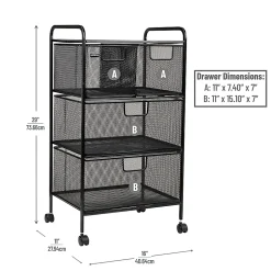 Mind Reader Cart with Drawers Multipurpose Office Organizer Utility Cart, Metal, 29