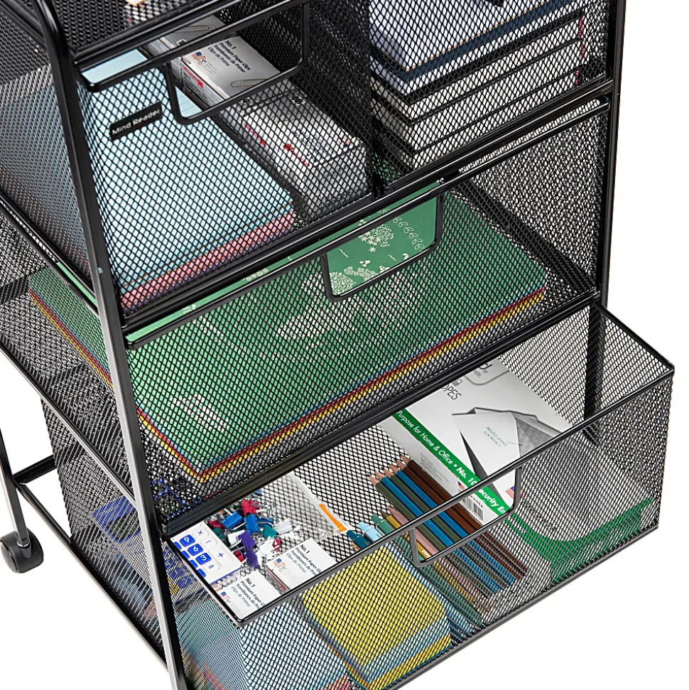 Mind Reader Cart with Drawers Multipurpose Office Organizer Utility Cart, Metal, 29"H x 11"W x 16"D, Black