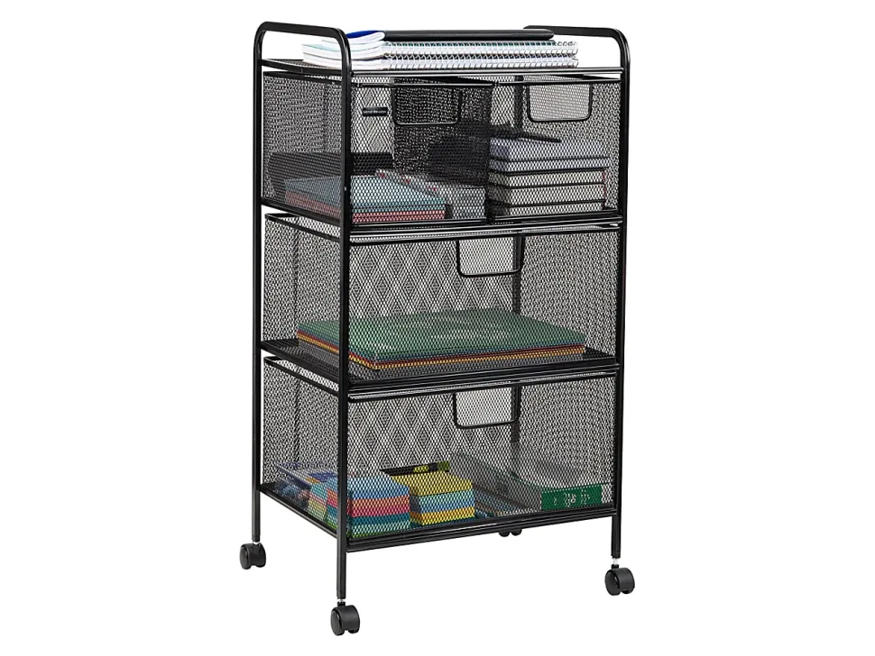 Mind Reader Cart with Drawers Multipurpose Office Organizer Utility Cart, Metal, 29"H x 11"W x 16"D, Black
