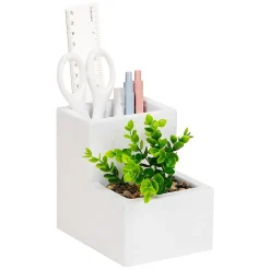 Mind Reader Ceramic Desktop Planter Pencil Cup, 4-3/4