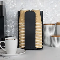 Mind Reader 4-Compartment Coffee Cup and Lid Carousel, Countertop Organizer, 7-3/4" L x 7-3/4" W x 11-1/2" H, Black