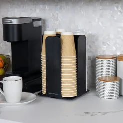 Mind Reader 4-Compartment Coffee Cup and Lid Carousel, Countertop Organizer, 7-3/4
