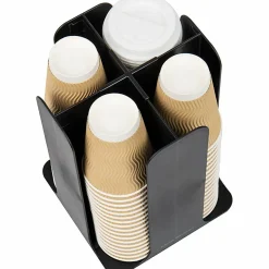 Mind Reader 4-Compartment Coffee Cup and Lid Carousel, Countertop Organizer, 7-3/4