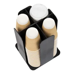 Mind Reader 4-Compartment Coffee Cup and Lid Carousel, Countertop Organizer, 7-3/4