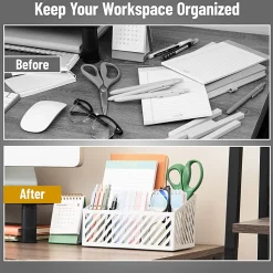 Mind Reader 5-Compartment Desktop Organizer And Mail Sorter, 4-3/4”H x 5-5/16”W x 8-1/2”D, White, Total Qty 1