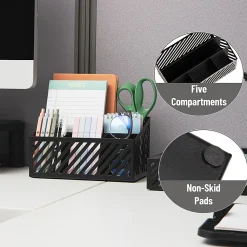 Mind Reader 5-Compartment Desktop Organizer And Mail Sorter, 4-3/4”H x 5-5/16”W x 8-1/2”D, Black, Total Qty 1