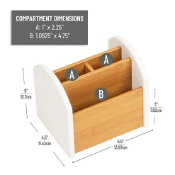 Mind Reader 3-Compartment Desktop Organizer, 5"H x 4-1/2"W x 5-1/2"D, White, Total Qty 1