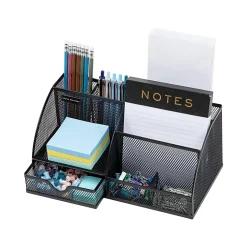 Mind Reader 7-Compartment Desktop Organizer, 5-1/4”H x 5-1/2”W x 11”D, Black