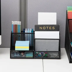 Mind Reader 7-Compartment Desktop Organizer, 5-1/4”H x 5-1/2”W x 11”D, Black