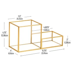 Mind Reader 2-Compartment Glass Catch-All Tray with Copper Trim, 4-3/4