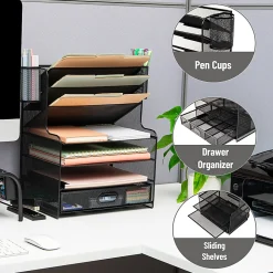 Mind Reader 6-Compartment Mesh Desk Organizer, 16
