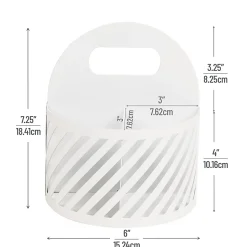 Mind Reader 4-Compartment Round Metal Desktop Carousel Organizer With Handle, 7-1/4”H x 6”W x 6”D, White, Total Qty 1