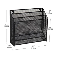 Mind Reader 3 Compartment Vertical File Storage, 11-1/2”H x 3-3/4”W x 12-1/2”D, Black