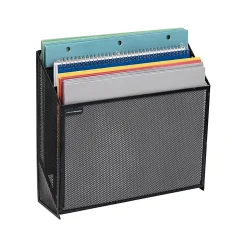 Mind Reader 3 Compartment Vertical File Storage, 11-1/2”H x 3-3/4”W x 12-1/2”D, Black