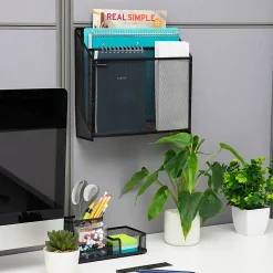Mind Reader 3 Compartment Vertical File Storage, 11-1/2”H x 3-3/4”W x 12-1/2”D, Black