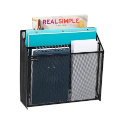 Mind Reader 3 Compartment Vertical File Storage, 11-1/2”H x 3-3/4”W x 12-1/2”D, Black
