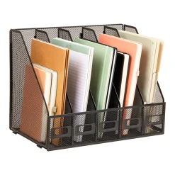 Mind Reader 5-Compartment Vertical File Organizer, 12-1/4”H x 9-3/4”W x 16-1/4”D, Black, Total Qty 1