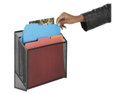 Mind Reader 3-Compartment Wire Mesh File Organizer, Letter Size, 11-1/2”H x 12-1/2”W x 3-3/4”D, Black