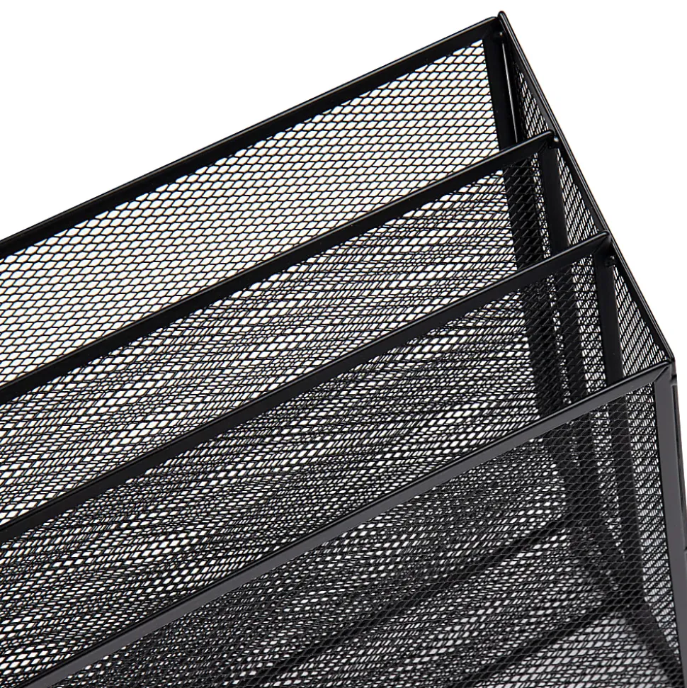 Mind Reader 3-Compartment Wire Mesh File Organizer, Letter Size, 11-1/2”H x 12-1/2”W x 3-3/4”D, Black