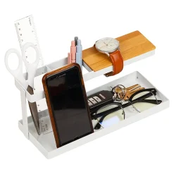 Mind Reader Desktop Dock Tray Organizer, 4-1/2”H x 4”W x 9-3/4”D, White, Total Qty 1