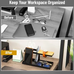 Mind Reader Desktop Dock Tray Organizer, 4-1/2”H x 4”W x 9-3/4”D, Black, Total Qty 1