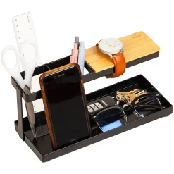 Mind Reader Desktop Dock Tray Organizer, 4-1/2”H x 4”W x 9-3/4”D, Black, Total Qty 1