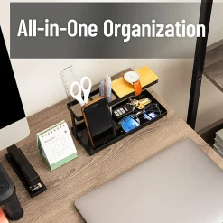 Mind Reader Desktop Dock Tray Organizer, 4-1/2”H x 4”W x 9-3/4”D, Black, Total Qty 1