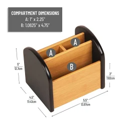 Mind Reader Desktop Organizer with 3 Compartments, Wood, 5