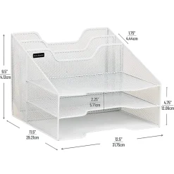 Mind Reader Desktop Vertical Paper Tray Organizer, 9-1/2” H x 11-1/2” W x 12-1/2” D, White