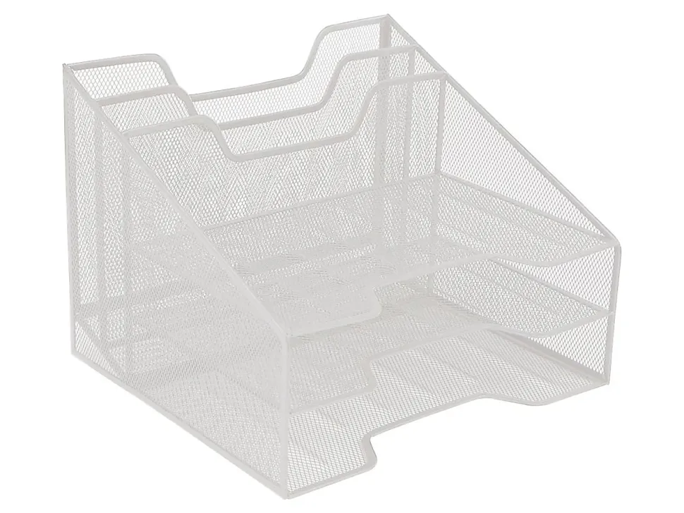 Mind Reader Desktop Vertical Paper Tray Organizer, 9-1/2” H x 11-1/2” W x 12-1/2” D, White