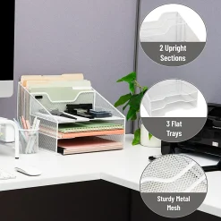 Mind Reader Desktop Vertical Paper Tray Organizer, 9-1/2” H x 11-1/2” W x 12-1/2” D, White