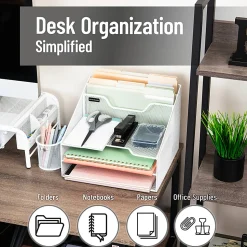 Mind Reader Desktop Vertical Paper Tray Organizer, 9-1/2” H x 11-1/2” W x 12-1/2” D, White
