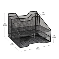 Mind Reader Desktop Vertical Paper Tray Organizer, 9-1/2” H x 11-1/2” W x 12-1/2” D, Black