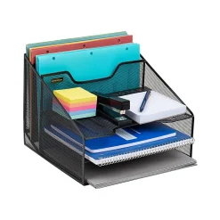Mind Reader Desktop Vertical Paper Tray Organizer, 9-1/2” H x 11-1/2” W x 12-1/2” D, Black