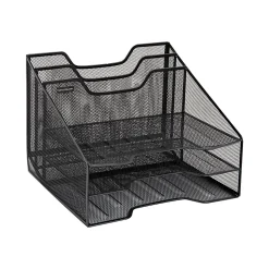Mind Reader Desktop Vertical Paper Tray Organizer, 9-1/2” H x 11-1/2” W x 12-1/2” D, Black