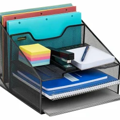 Mind Reader Desktop Vertical Paper Tray Organizer, 9-1/2” H x 11-1/2” W x 12-1/2” D, Black