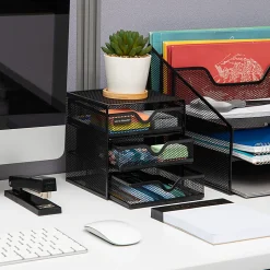 Mind Reader 3-Drawer Accessory Storage Desktop Organizer, 6-1/2"H x 6-1/2"W x 6-1/4"L, Black