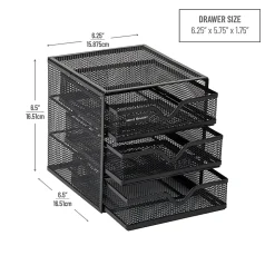 Mind Reader 3-Drawer Accessory Storage Desktop Organizer, 6-1/2"H x 6-1/2"W x 6-1/4"L, Black