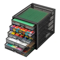 Mind Reader 5-Drawer File Storage Desk Organizer, 11" H x 14" W x 11" D, Black