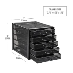 Mind Reader 5-Drawer File Storage Desk Organizer, 11" H x 14" W x 11" D, Black