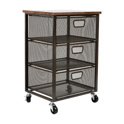 Mind Reader 3-Drawer Rolling Storage Cart Multipurpose Portable Cabinet with Wheels, 24-1/4